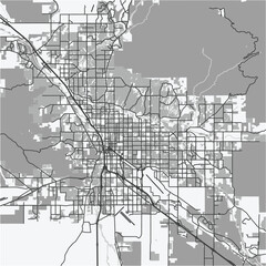 Fototapeta premium Map of Tucson in Arizona in grayscale. Contains layered vector with roads water, parks, etc.