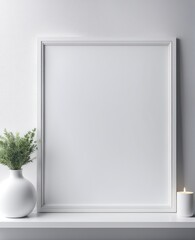 White frame mockup close up, 3d rendering