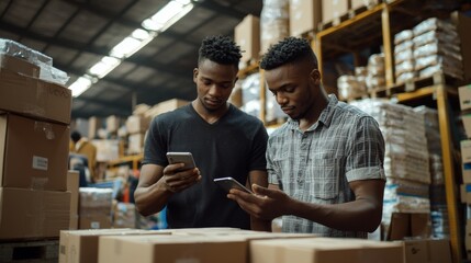 American and African Entrepreneurs Managing Online Orders for Startup Business