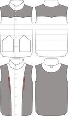 Down vest with lining and two hidden pockets, snap button closure