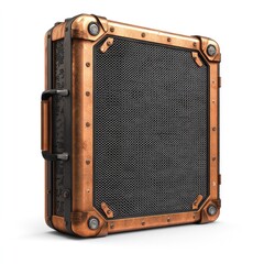 Obraz premium Steampunk-Style Metal Case with Black Mesh Front