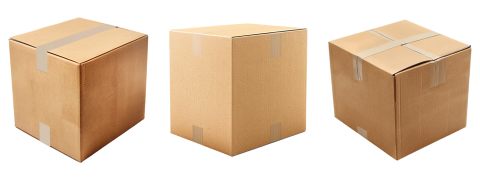 Cardboard Boxes Set on Transparent Background
