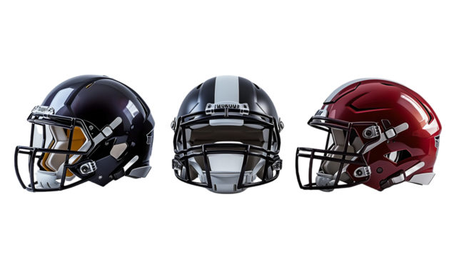Football helmets isolated on white transparent	