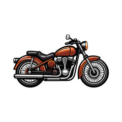 Create a vector image of a classic vintage motorcycle, with an orange fuel tank and black leather seat, in a cartoon style.