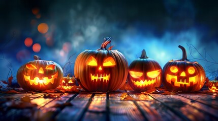 Fototapeta premium Pumpkin .Halloween, October, Autumn, Spooky, Scary, jack-o-lantern, carved pumpkin, hallows eve
