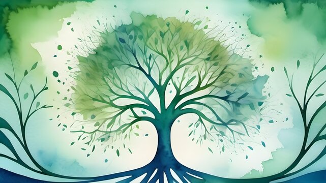 abstract background of a tree of knowledge with literacy day theme 