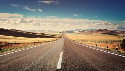 Open Road day - A vintage-style illustration of a long, empty road. The background featuring road landscape. Graphic art illustration wallpaper