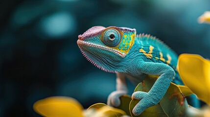 Obraz premium Chameleon isolated on abstract background