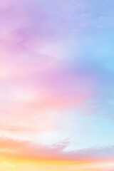 Obraz premium Pastel pink and blue sunset sky with a serene background, creating a beautiful and calming sunset banner.