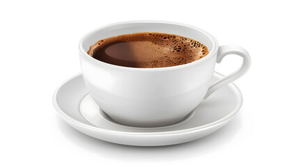 Cup of Hot Coffee Isolated on White Background