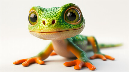 Cute 3D Cartoon Lizard Isolated on White Background