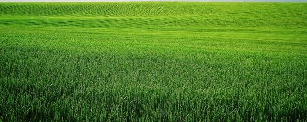 Obraz premium Expansive green grassy field in high-resolution, showcasing a wide shot of lush vegetation and natural landscape.
