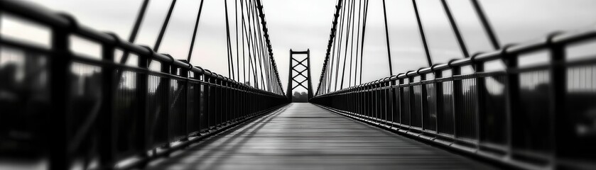 Obraz premium A stunning black and white photograph of a bridge, showcasing its architectural details and perspective lines.