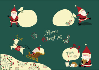 可愛いミニサンタのクリスマスイラストセット