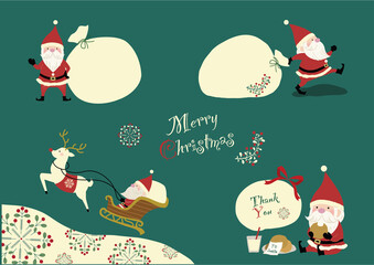 可愛いミニサンタのクリスマスイラストセット