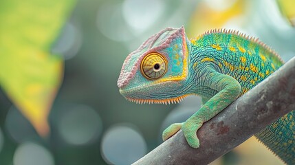 Obraz premium Chameleon isolated on metal background