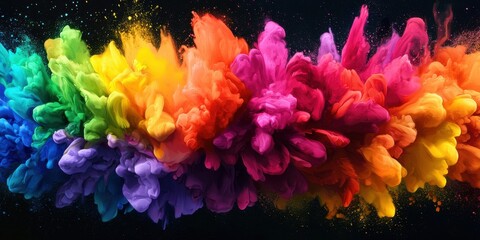 Obraz premium Vibrant explosion of colorful powder creating a stunning visual display, perfect for creativity and artistic themes.