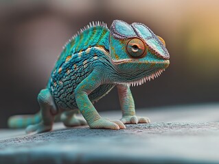 Obraz premium Chameleon isolated on metal background