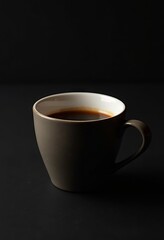 Matte Mug with Dark Beverage on Black Surface