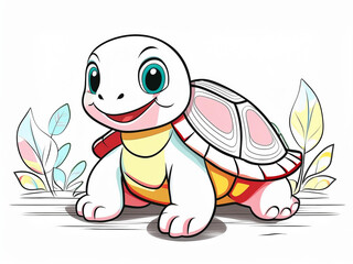 Fototapeta premium cartoon style turtle, coloring for kids
