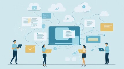 Teamwork  Cloud Computing  Connected People  Collaboration  Digital Marketing  Business Strategy   Online Networking   Connected Devices  Social Media