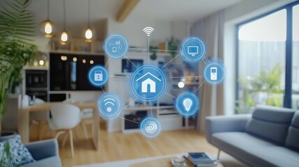 Smart Home Automation System with Internet of Things  IoT  and WiFi Connectivity in Modern Living Room