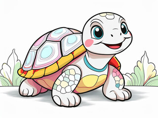 Obraz premium cartoon style turtle, coloring for kids
