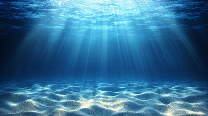 blue water surface reveals a sandy sea bottom bathed in warm sunlight, creating a tranquil and inviting underwater scene perfect for relaxation and nature themes