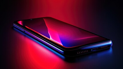 Smartphone with Neon Light Reflection