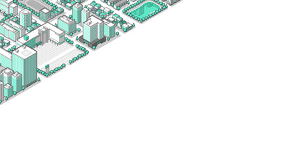 俯瞰から見た立体の街並みベクターイラスト