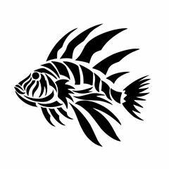 illustration vector graphics of tribal art design Lion fish tattoo