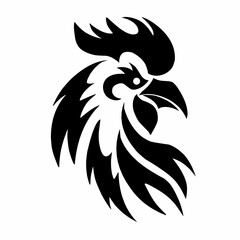 illustration vector graphics of tribal art design rooster head tattoo
