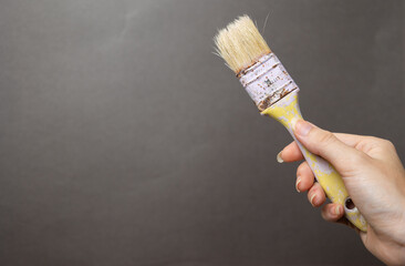 A close-up of a hand holding a paintbrush, symbolizing creativity, artistry, and the process of painting. This image is suitable for content related to art, painting, DIY projects, or creative express