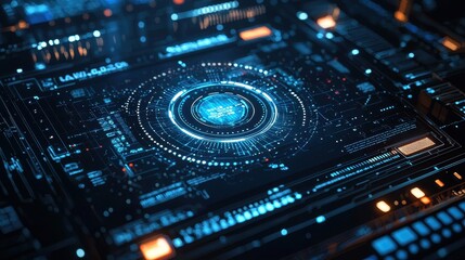 Fototapeta premium Futuristic HUD Interface with Blue and Orange Lights