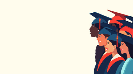 Group of Diverse Happy Students in Graduation Caps and Gowns, Celebrating Academic Success and Achievement on Graduation Day