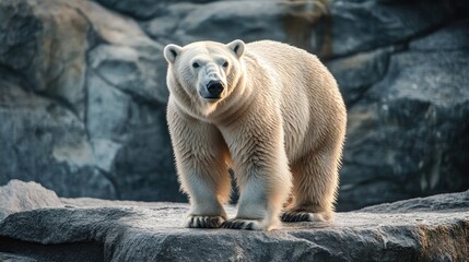 Majestic Polar Bear Standing on a Rock