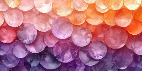 Obraz premium Detailed Overlapping Circles with Glossy Finish in Peach and Lavender, generative ai