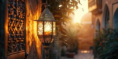 Arabic metal streetlight in a traditional style