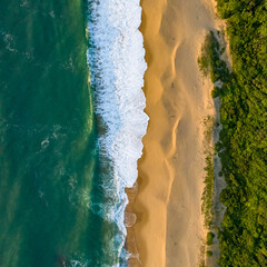 Balneario Camboriu in Santa Catarina. Taquaras Beach and Laranjeiras Beach in Balneario Camboriu. Aerial view in landscape. Square image