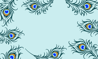 peacock feather vector illustration on blue background for poster,banner,cover,greeting card