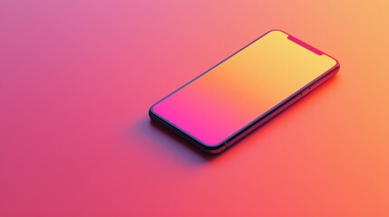 Modern Smartphone Mockup on Pink and Orange Background