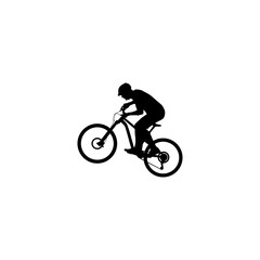 mountain bike player vector illustration for icon,symbol or logo. silhouette of a mountain biker. siluet mountbike