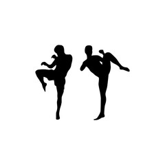 kickboxing player vector illustration for icon,symbol or logo. silhouette of a kickboxer 