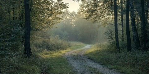 Obraz premium path in the forest at morning time