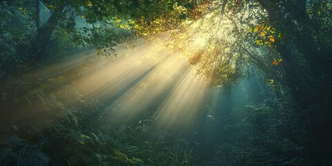 sun rays in the forest