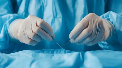 Surgeon s Steady Hands Meticulously Suturing an Incision with Unwavering