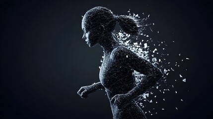 Fototapeta premium Muscular Feminine Form Frozen in Dynamic Motion with Geometric Overlays