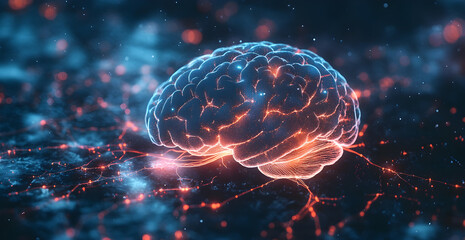 Fototapeta premium A brain with red and blue colors