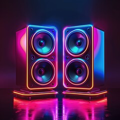 A pair of vibrant, illuminated speakers showcasing modern design and audio technology.