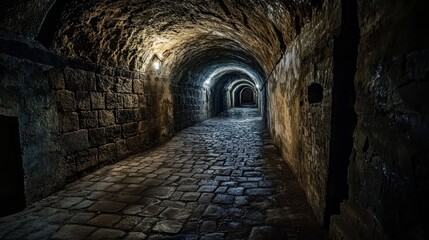 Obraz premium Dark and Mysterious Stone Tunnel